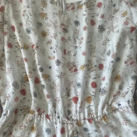 NWT Joie "Weldon" Silk Romper in ivory floral print sz L - Picture 16 of 16